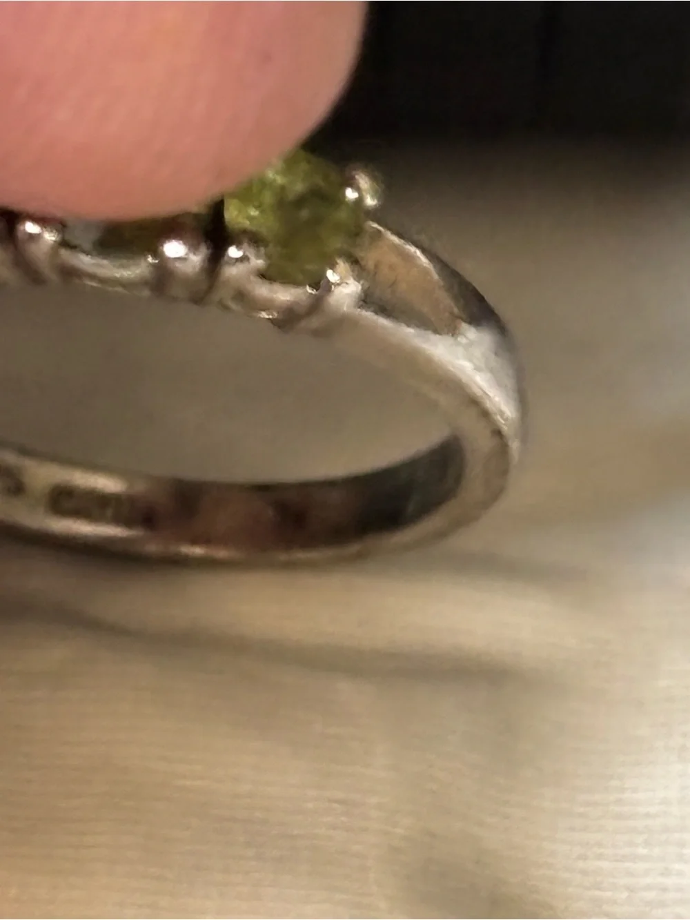 KB 925 Sterling Silver 5 Stone Green Peridot Ring Size 8 Preloved Vintage